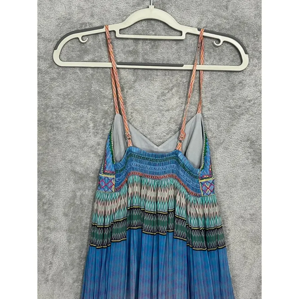 Anthropologie Tanvi Kedia Maxi Dress Size 00 Boho Sunset Embroidered Beaded Flaw